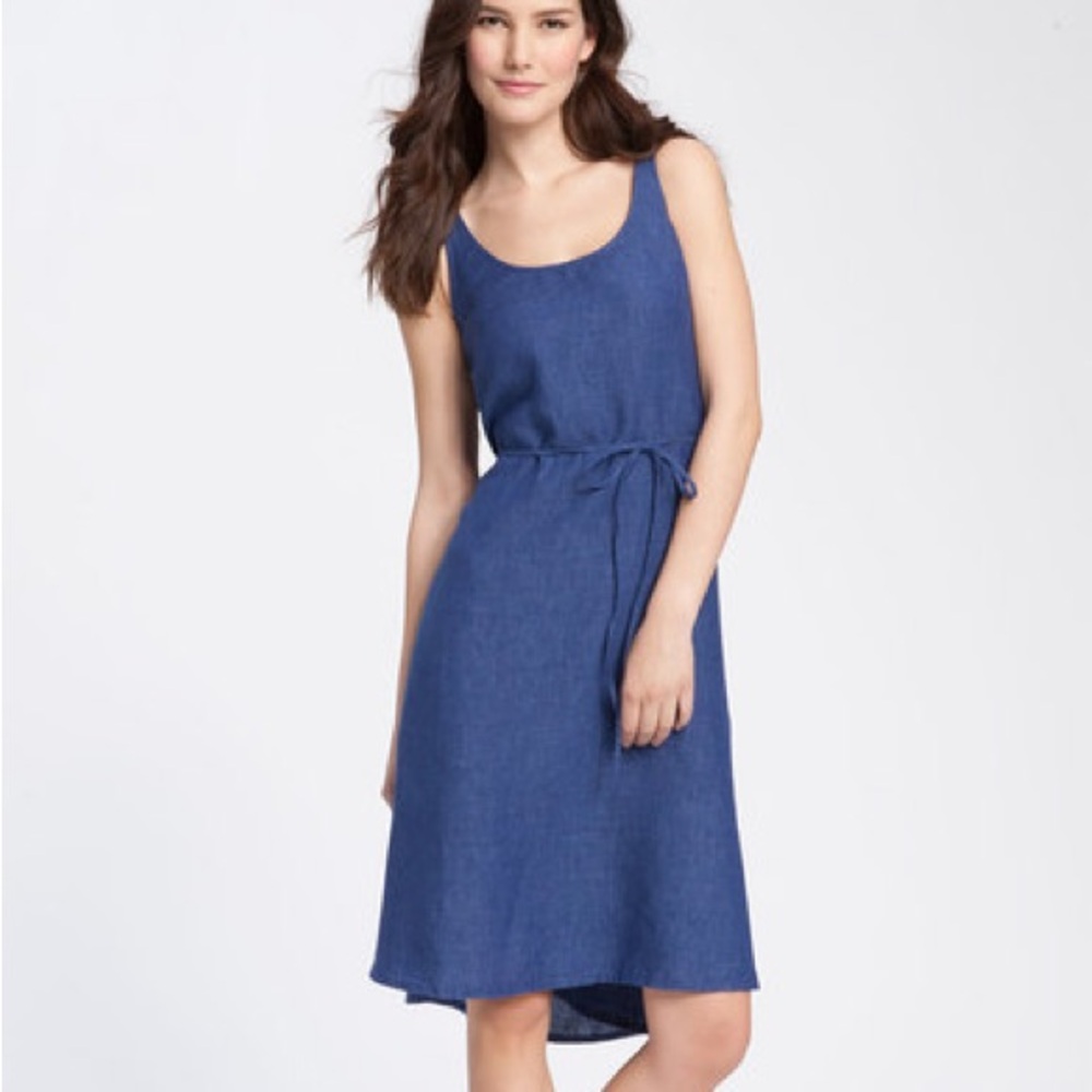 Eileen Fisher Indigo Scoop-Neck Sleeveless Midi Dress